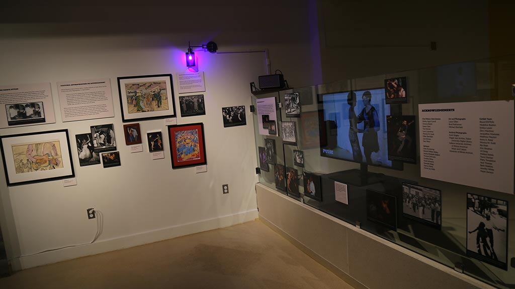 gallery shot including multiple black and white and colored images of people dancing