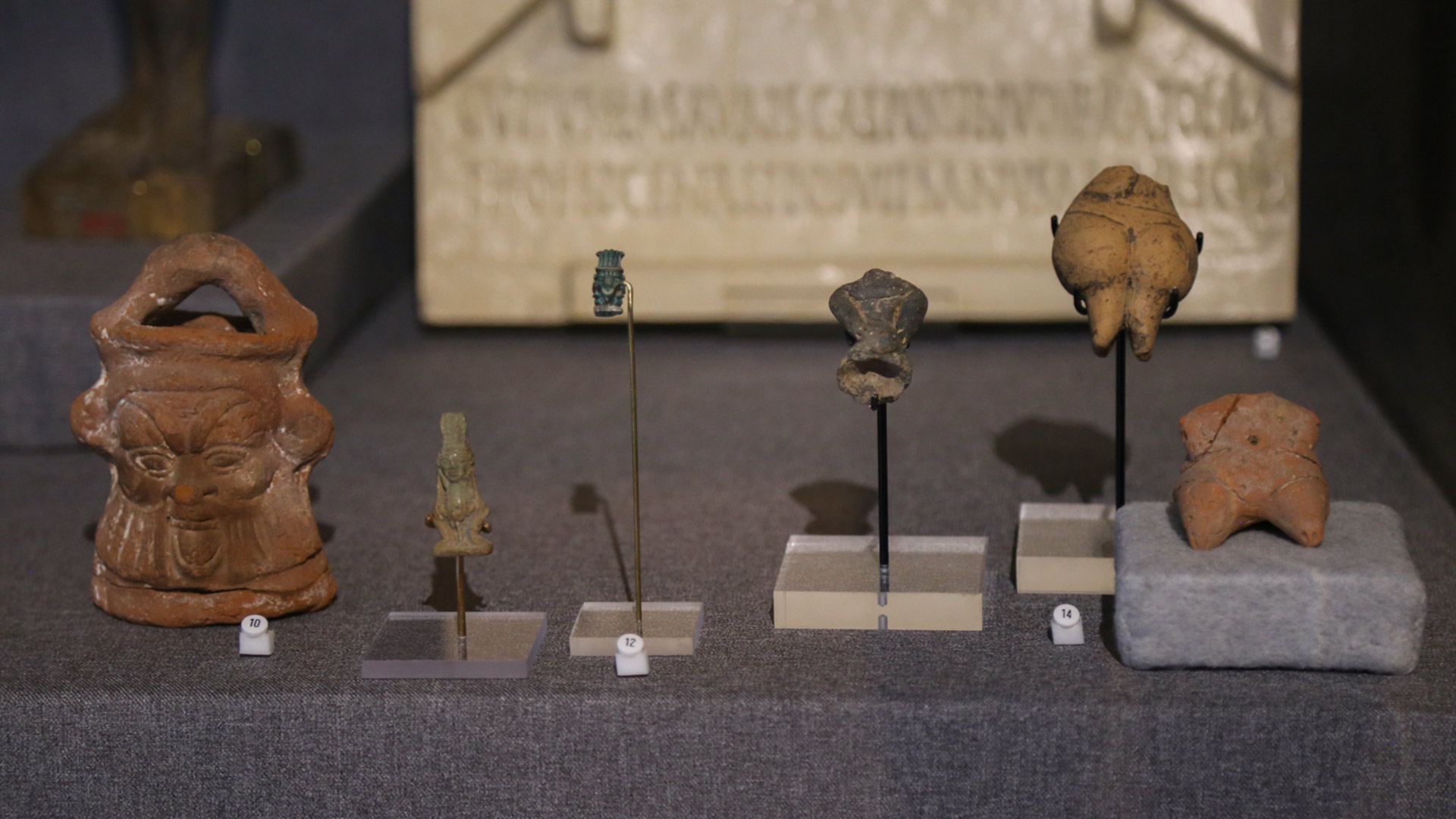 Display case containing artifacts related to the disability portion of the exhibit