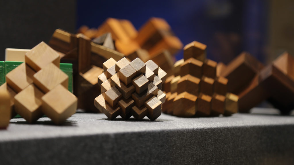 closeup of wooden cubes as part of other puzzles