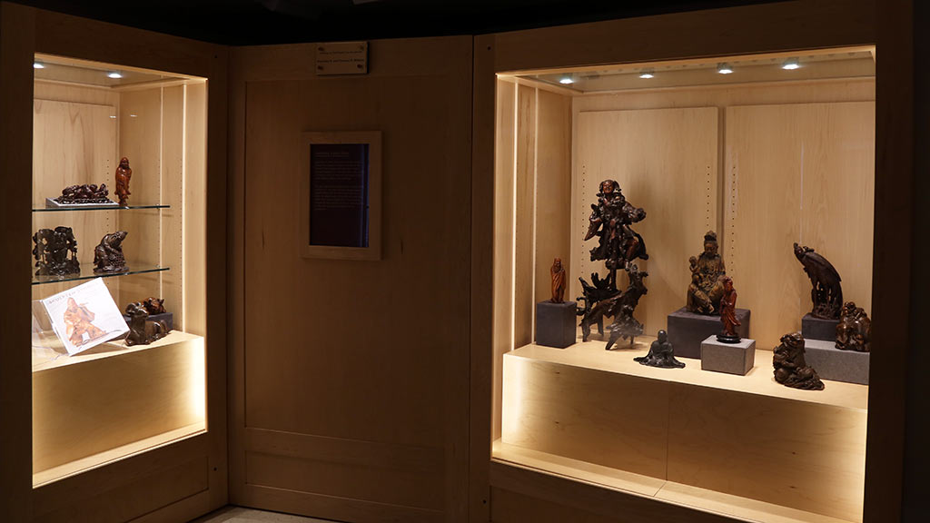 a shot that shows both display cases and their objects
