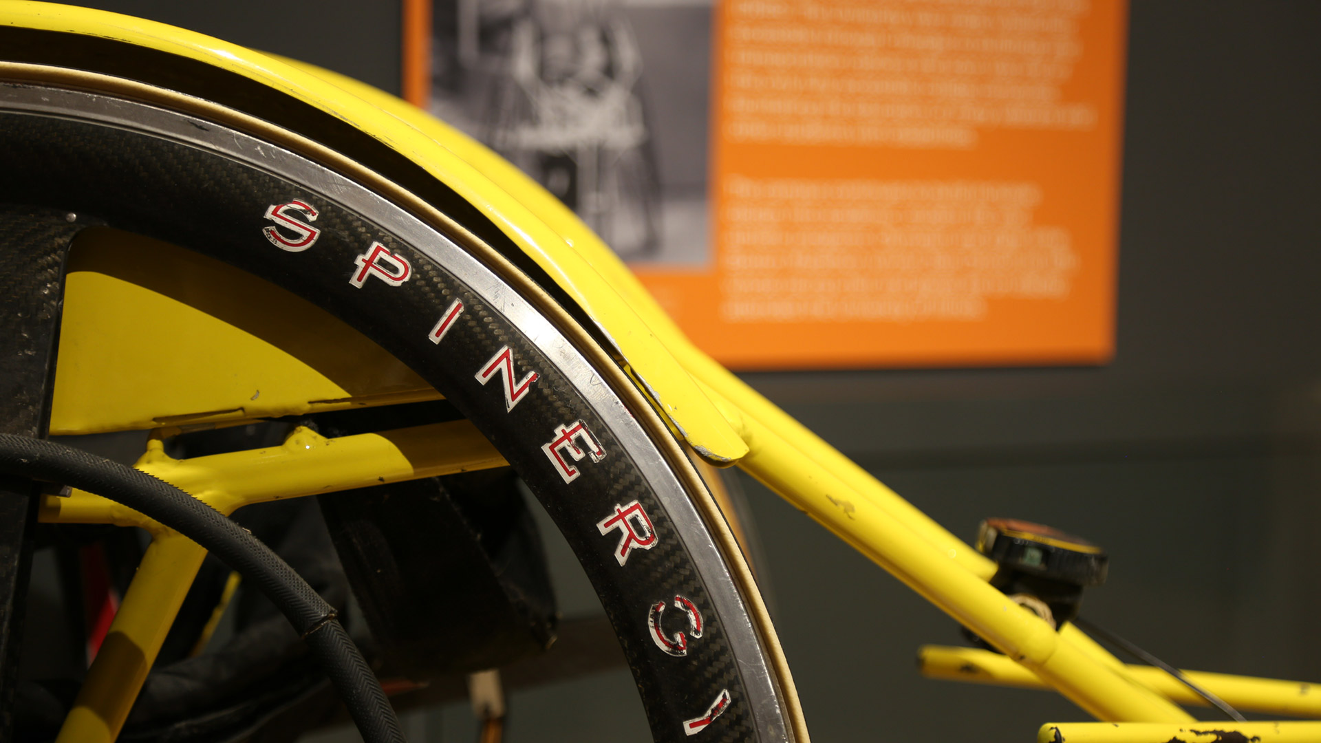 close-up shot of the bike's tire