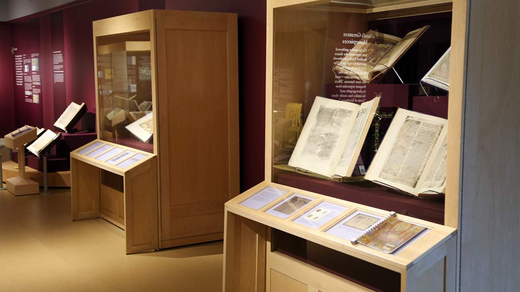 left view of the exhibit cases