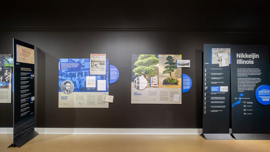 infographic boards about two japanese americans, Aihara and H. Sasaki