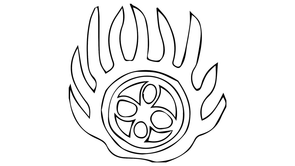 sketch of wheel (Dharmachakra)
