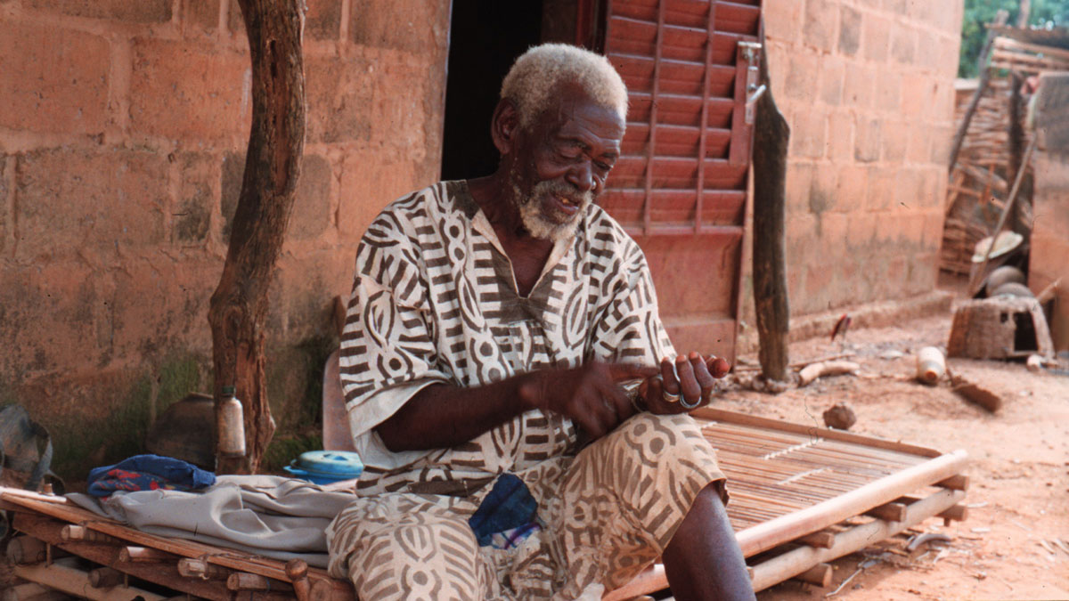 an old man resting