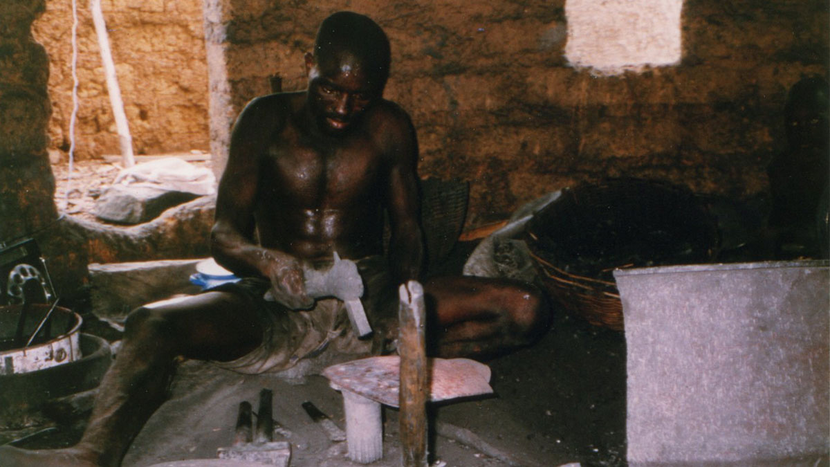 a blacksmith working