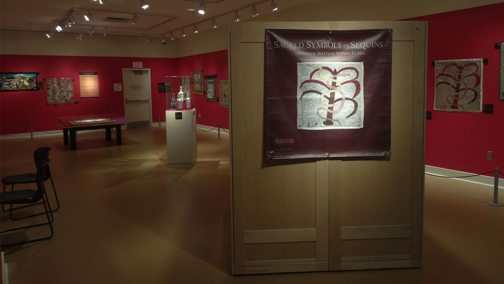 A photo of the Sacred Symbols in Sequins exhibit