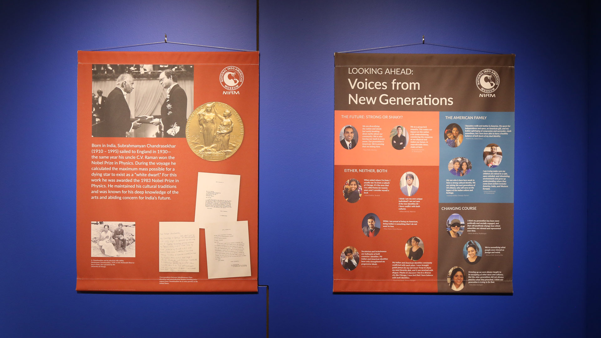 pictures on the wall with a heading of 'voices from new generations'