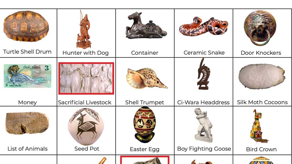 Animal bingo card